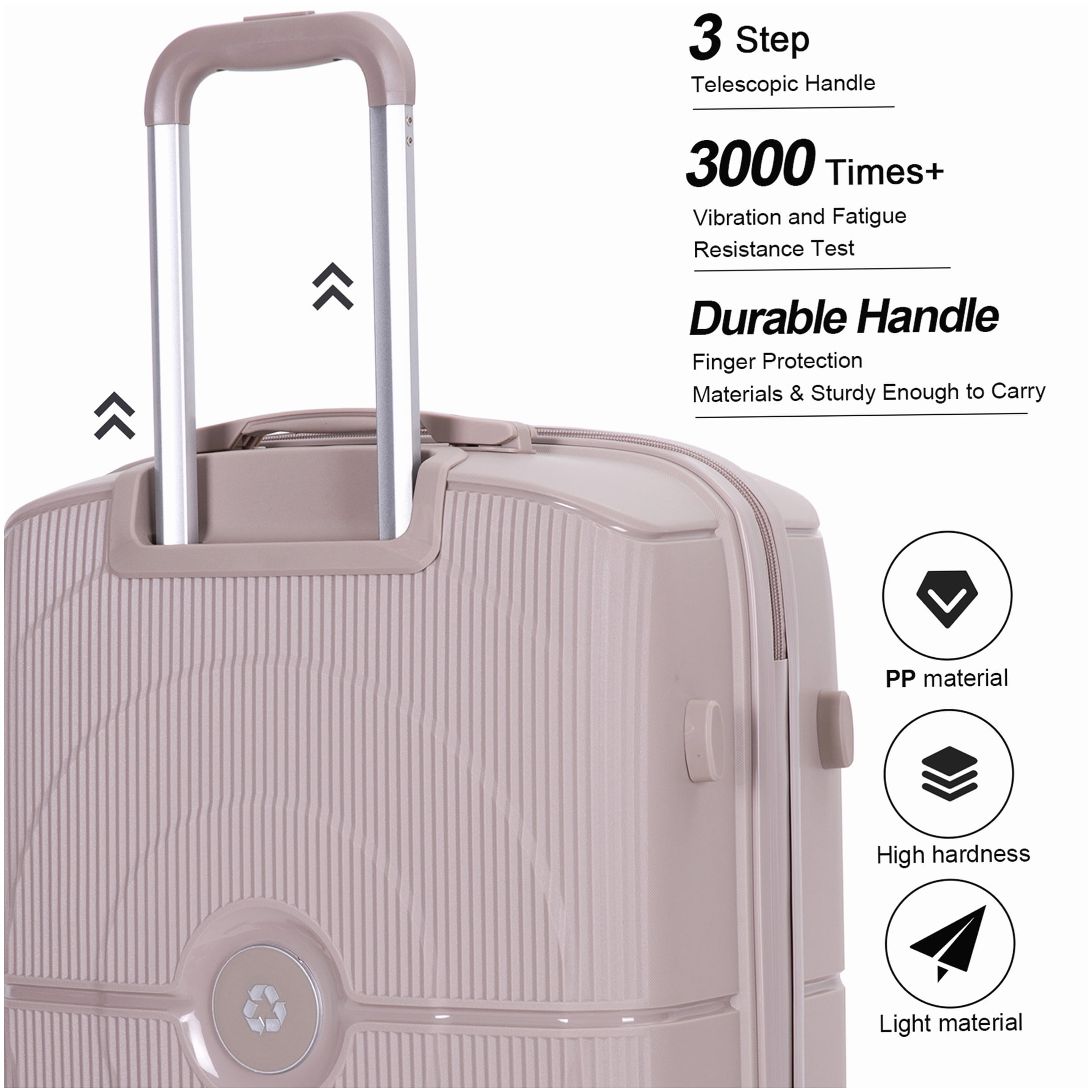 MANGIJOY Spinner Wheel Luggage Set 3-Piece Hardside, TSA Lock Suitcases Carry On 20 inch and Checked 24 28 inch, Greige