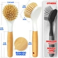 thumbnail image 4 of 3-piece bamboo handle dishwashing brush set, kitchen brush for cleaning pots, sinks, and stoves, hard bristled frying pan washer for cast iron baking pans, yellow, white, black, 4 of 4