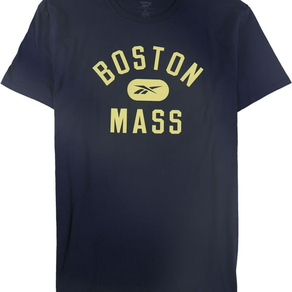 Reebok Mens Boston Mass Graphic T-Shirt, Blue, Large