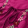 thumbnail image 6 of Plus Size Blouse Women Vintage Lace Patchwork Bow V-Neck Shirt Embroidery Summer Three Quarter Retro Solid Top Dressy Lightweight Comfy Outfits Going Out Tops Ladies Fashion Trendy, 6 of 6