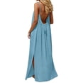 thumbnail image 6 of Women's Casual Summer Maxi Dress Spaghetti Strap Sleeveless Side Split Loose Flowy Long Cami Sun Dress For Beach Vacation Travel Night Out Outing, 6 of 7