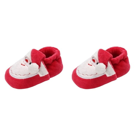 

BERTDOMD 2 Pairs of Baby Christmas Boots Slipper Shoes Infant Newborn Booties Toddler Winter Warm Prewalker for Boy Girl 12CM Long (Red)