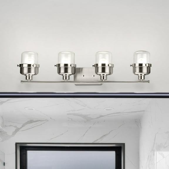 Luxury Industrial Bath Light, Small Size: 8.375''H x 6.375''W, with Luxe Industrial Style Elements, Brushed Nickel Finish, UHP4476 from the Olympia Collection by Urban Ambiance