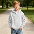 thumbnail image 4 of Jalioing Boys Quarter Zip Hoodies Casual Loose Long Sleeve Texture Pullover Fashion Basic Solid Sweatshirt 3-14 Years, 4 of 9