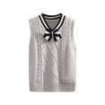 thumbnail image 1 of ManxiVoo Children Knit Sleeveless Sweater Vest Lightweight Breathable Layering Piece for Spring and Fall 130 Size Grey, 1 of 5