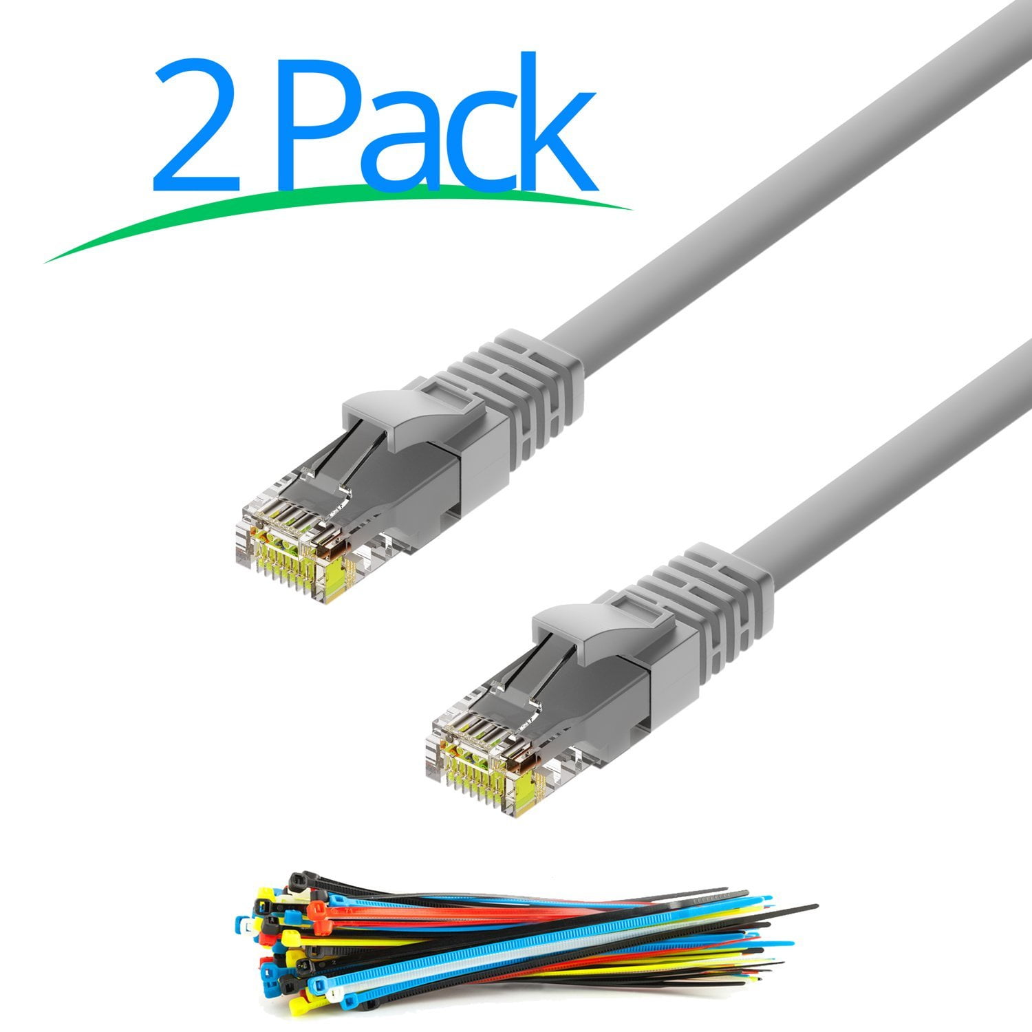 Cat6 Cable ? 7 Feet Cord 2 Pack RJ45 Gigabit Cat6e Lan Cable With Snagless