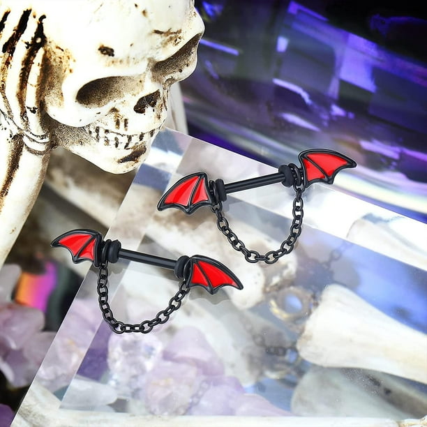 Bat Nipple Rings Bat Wings Nipple Piercing Jewelry 316l Surgical Steel Chain Nipple