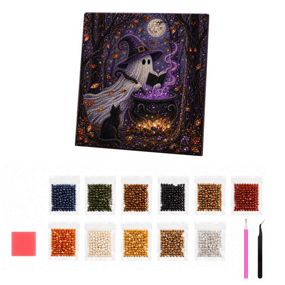 Halloween Ghost Pearl Art DIY Kit, DIY Pearl Painting for Adults & Beginners | Cute Ghost Pumpkin 3D Mosaic Craft Set, Spooky Fall Home Decor Holiday Gift
