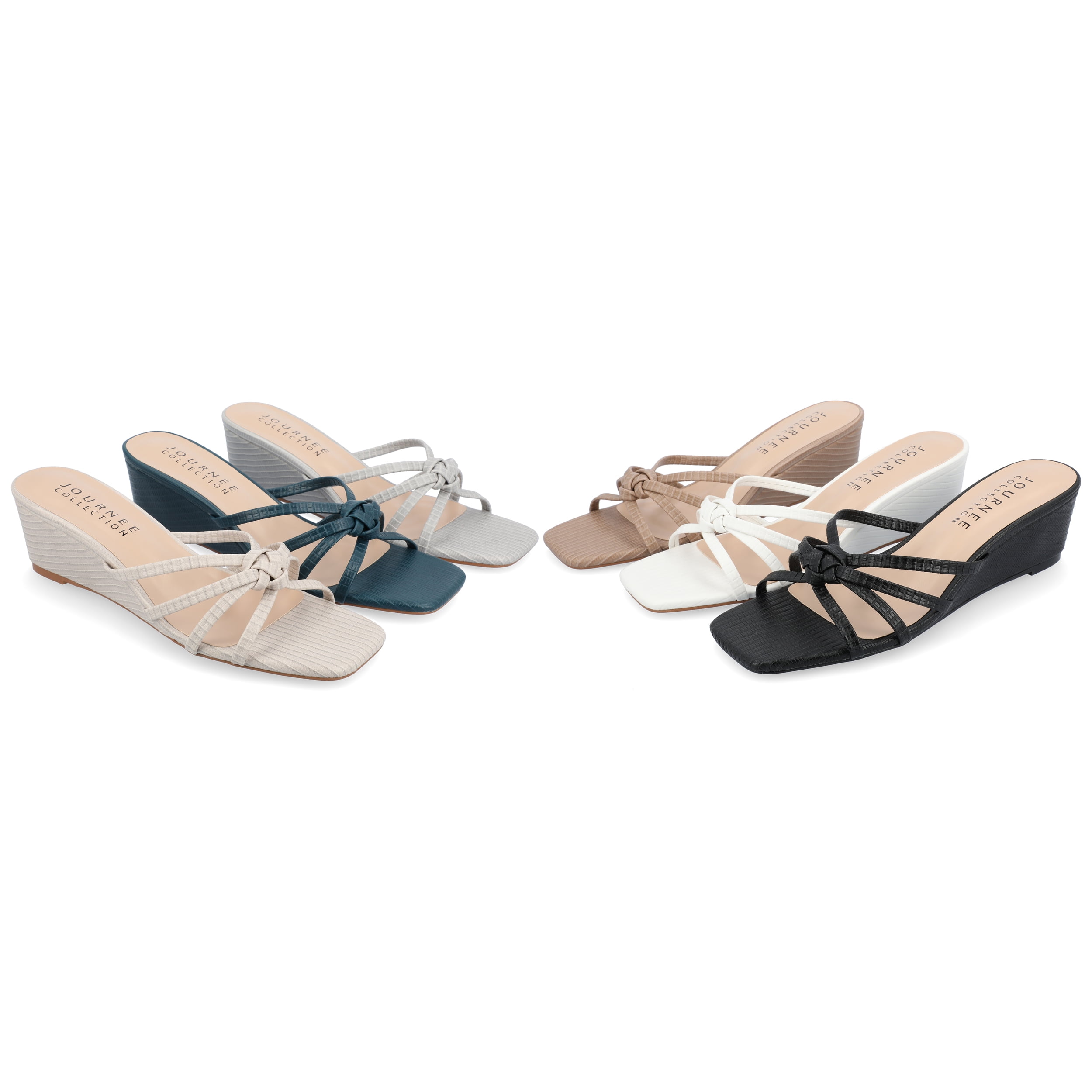 Journee Collection Womens Blayke Multi Strap Slip On Wedge Sandals