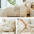thumbnail image 3 of 5Pcs Beige Ruffled Comforter Set Queen Double-Layer Shabby Chic Bedding with Sheets, 3 of 7