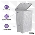 thumbnail image 5 of Superio 60L Large Wicker Plastic Laundry Hamper with Lid - White Smoke (2 Pack), 5 of 5
