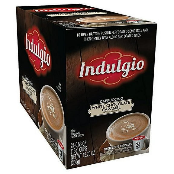 Indulgio Cappuccino for SCH4 K-cup Brewers, White Chocolate Caramel, 24 Count