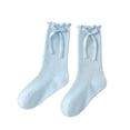 thumbnail image 2 of Toddler Girls Knee Hight Stocking Solid Color Bowknot Soft Long Socks 2-8 Years, 2 of 6