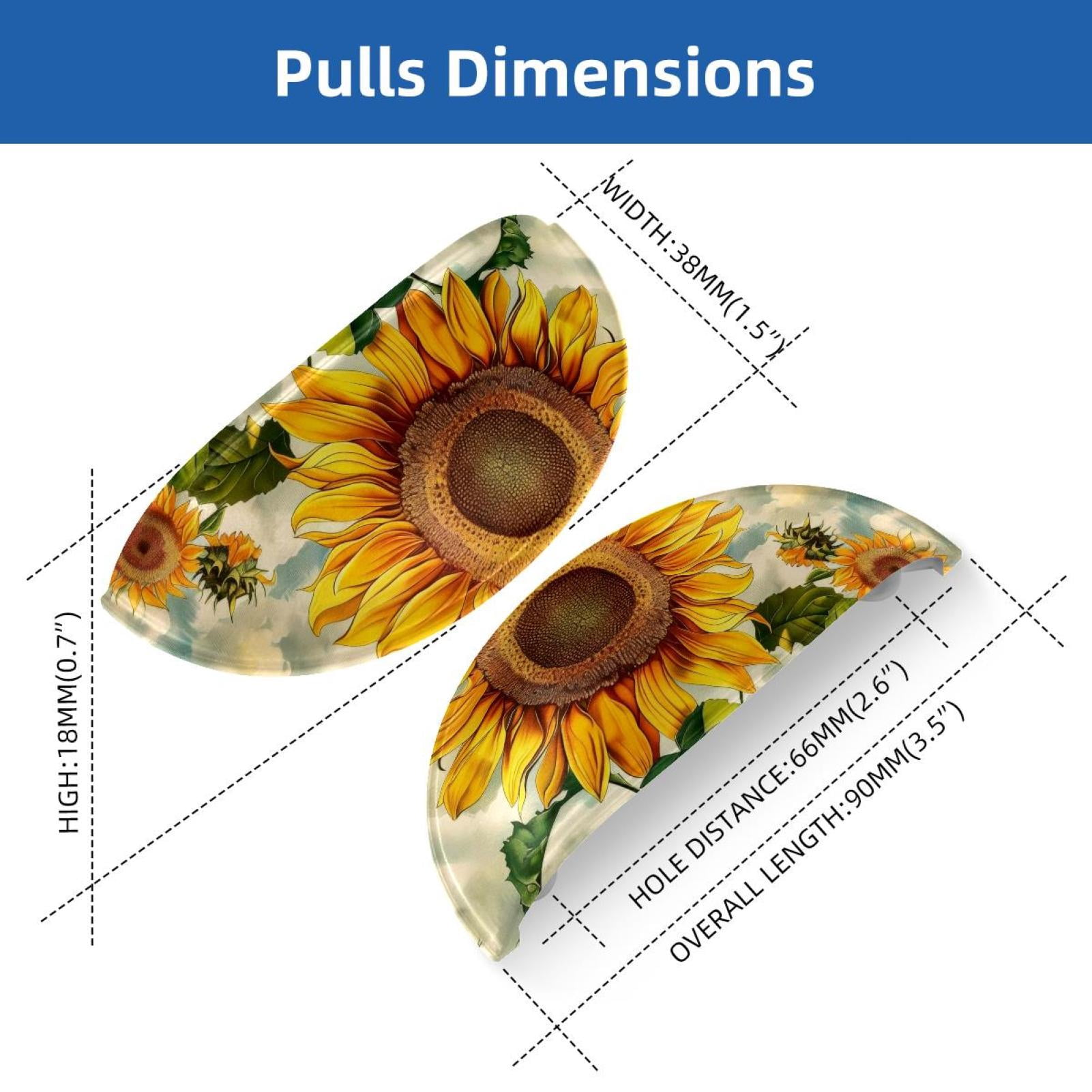 PhooArto 6 Pcs Cup Drawer Pulls, Summer Sunflower Shell Shape Handles Cabinet Knobs for Dresser Cupboard Closet Wardrobe with Screws