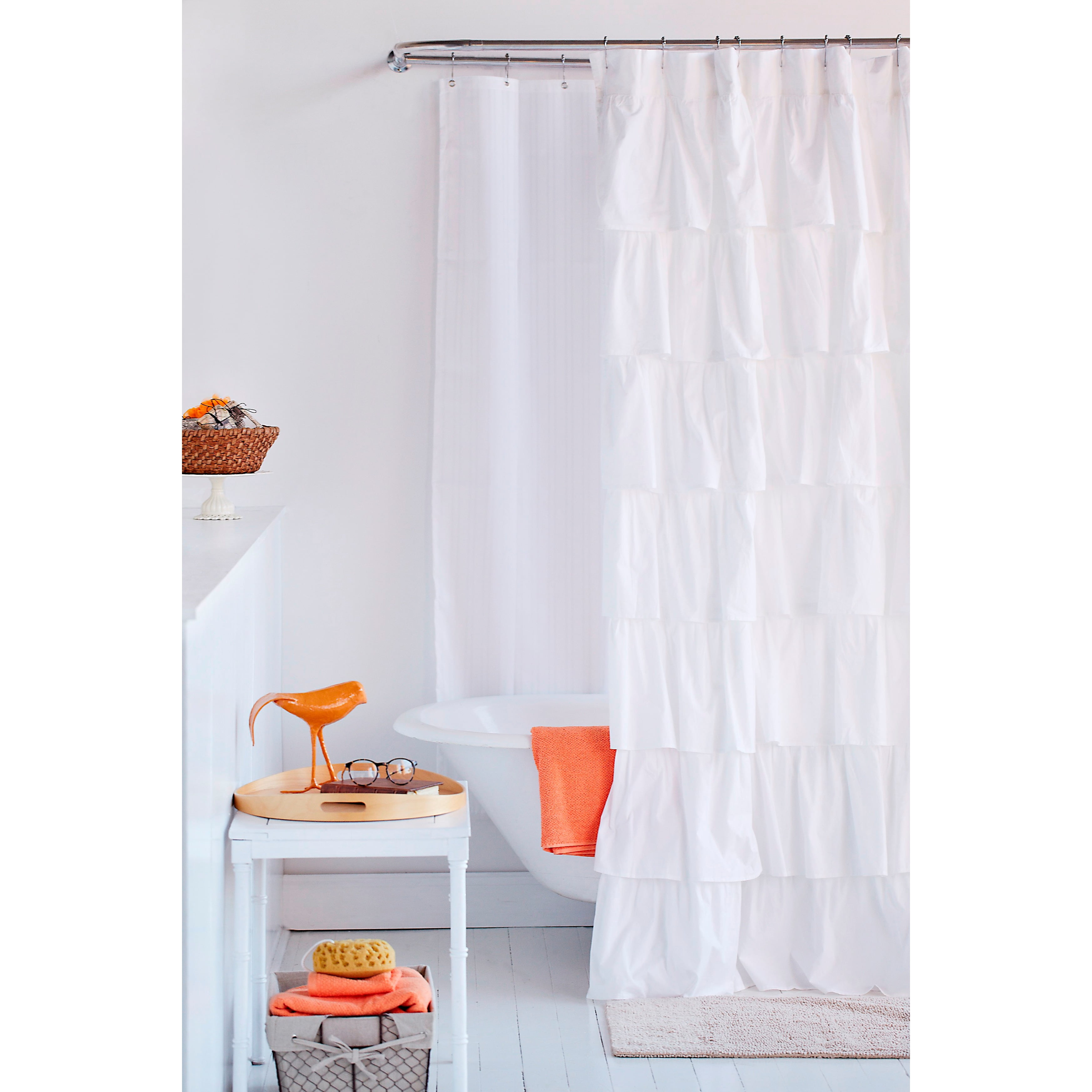 Cottage Home French Tiered Ruffle White Cotton Shower Curtain Walmart