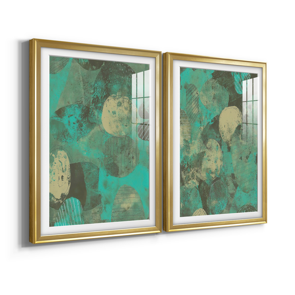 Wexford Home Minty Green Orbs I Premium Framed Print, 26.5" x 36.5" - Ready to Hang, Gold (Set of 2)