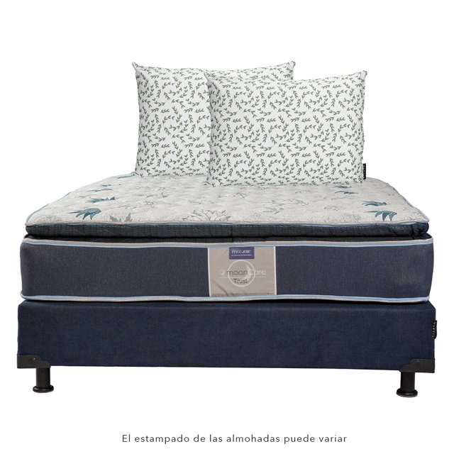 Colchón Matrimonial + Box Bless + Almohadas 2-Pack Restonic Dicasa Trust 2.0