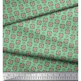 thumbnail image 3 of Soimoi Green Poly Georgette Fabric Circle & Heart Print Fabric by the Yard 42 Inch Wide, 3 of 3