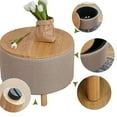 thumbnail image 2 of Round Coffee Table with Storage for Bedroom Living Room Round Ottoman as a Foot Rest Multi-Function High-Capacity Cotton and Linen Fabric Natural Color Desktop Natural Color Feet, 2 of 4