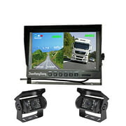 Vehicle Backup Camera System,2 x Night Vision 18LED IR Car Rear View Mirror Camera 1920 x 1080P + 9" IPS Car DVR Monitor with 10m20m Cable for RV Truck Trailer Bus Camper