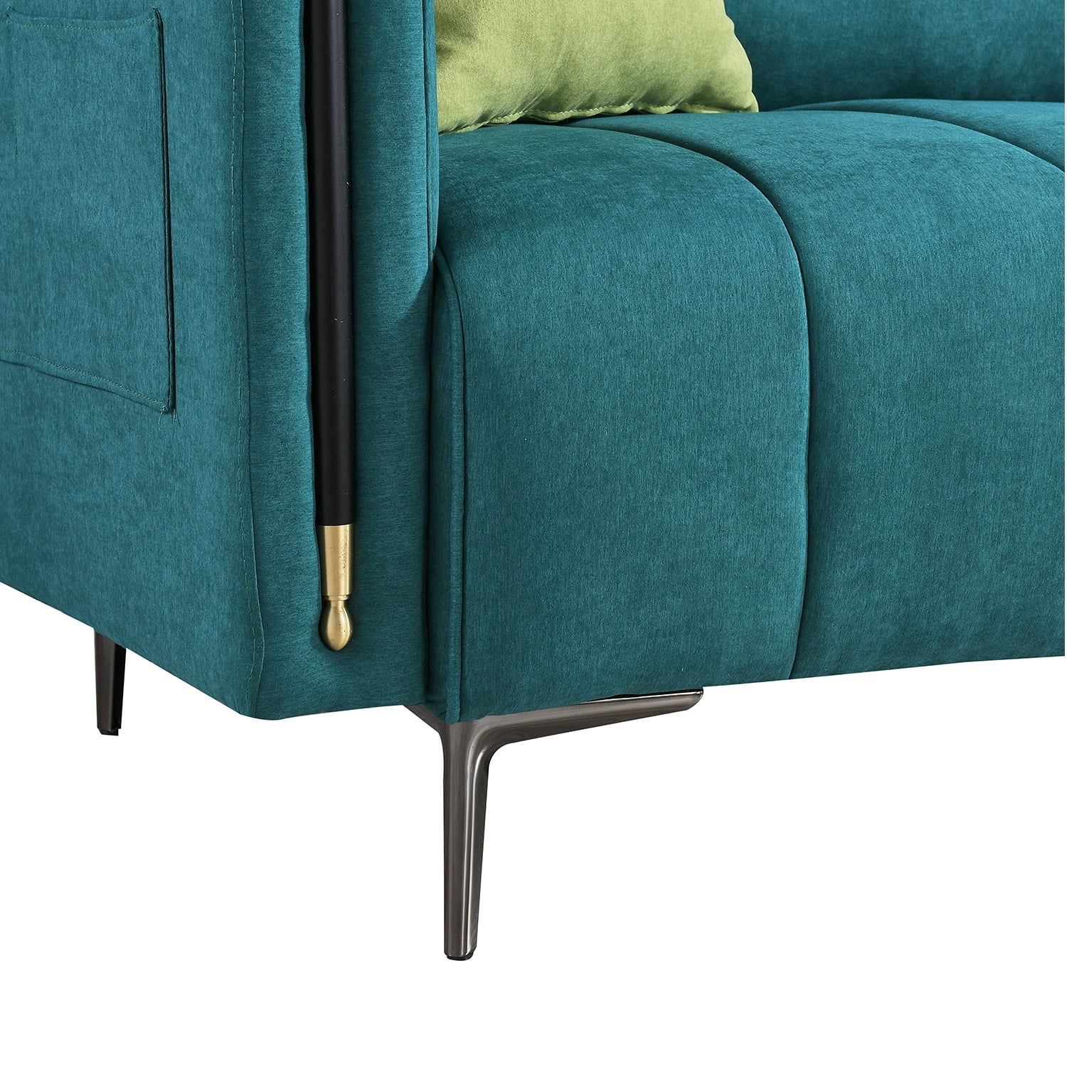 Kadyn 76.3 inch Fabric Couches, Deep Seat Sofa with 2 Side Pockets, Modern Fabric Sofa for Living Room, Movable Back, Green