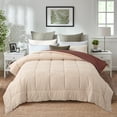 thumbnail image 5 of Evolive All Season Pre Washed Soft Microfiber Down Alternative Reversible Comforter with Box Stitching (Brown/Taupe, Full/Queen), 5 of 6