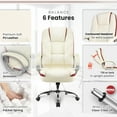 thumbnail image 3 of Hygge Ergonomic Back Support High Back Executive Leather Home Office Computer Desk Chair, Ivory, 3 of 9