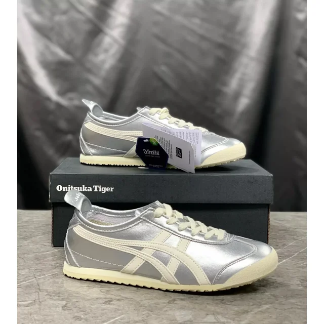 Unisex Onitsuka Tiger MEXICO 66 Classic Sneakers Athletic Shoes Silver Gold