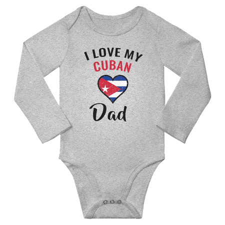 

I Love My Cuban Dad Baby Long Slevve Bodysuit (Gray 12-18 Months)