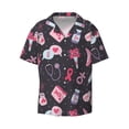 thumbnail image 3 of Cauagu Breast Cancer Awareness1 Men's Short Sleeve Button Down Hawaiian Shirt for Men Bowling Shirts Casual Summer Beach Shirt,Small, 3 of 6