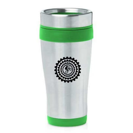 

Green 16oz Insulated Stainless Steel Travel Mug Z804 Bike BMX Mountain Gears
