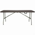 thumbnail image 2 of Flash Furniture 6-Foot Bi-Fold Brown Rattan Plastic Folding Table, 2 of 4