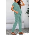 thumbnail image 5 of BTFBM Women's Two Piece Tracksuit Outfits Summer Short Sleeve Tops Long Pants Jogger Lounge Matching Sets Sweatsuit, 5 of 7