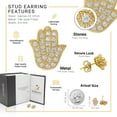 thumbnail image 2 of BEBERLINI Women Stud Earrings Cubic Zirconia 14K Gold Filled Brass Jewelry Hamsa Hand, 2 of 8