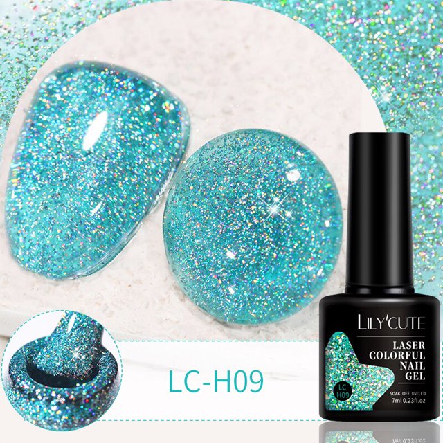LILYCUTE 7ml brillo reflectante capa superior Gel esmalte de uñas espumoso Auroras láser semipermanente Soak Off UV Nail Art Gel barniz zhangmengya LED