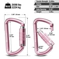 thumbnail image 4 of Mosquetones FresKaro, 8,1 cm, 7075, aluminio, 122 kg, paquete de 2 unidades, color rosa, 4 of 8