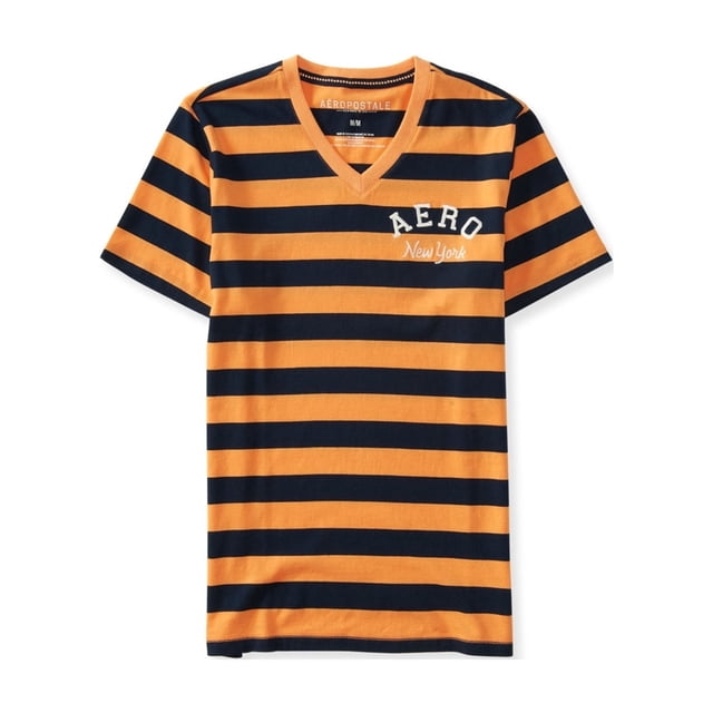 Aeropostale - Camiseta con adornos de rayas de Nueva York para hombre, naranja, extragrande Aeropostale Camiseta adornada