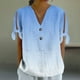 thumbnail image 2 of Vestidos Casuales Para Mujer, Blusas De Mujer De Moda Camiseta holgada de manga corta con cuello en V, botones y estampado sin posicionamiento para mujer, estilo informal y de moda, 2 of 3