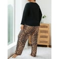 thumbnail image 2 of Musefolio Women Casual 2 Piece Outfit Set Long Sleeve Pajama Set Loungewear Pullover Round Leopard Print With Pockets Home Set 1X-5X, 2 of 6