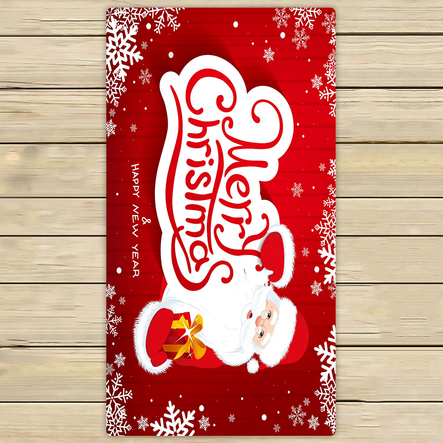 PHFZK Festival Towel, Winter Holiday Merry Christmas Santa Claus Hand