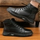 thumbnail image 4 of Botas Martin de cuero italiano de caña alta para hombre, botines negros con plataforma, impermeables, antideslizantes y con absorción de impactos., 4 of 5
