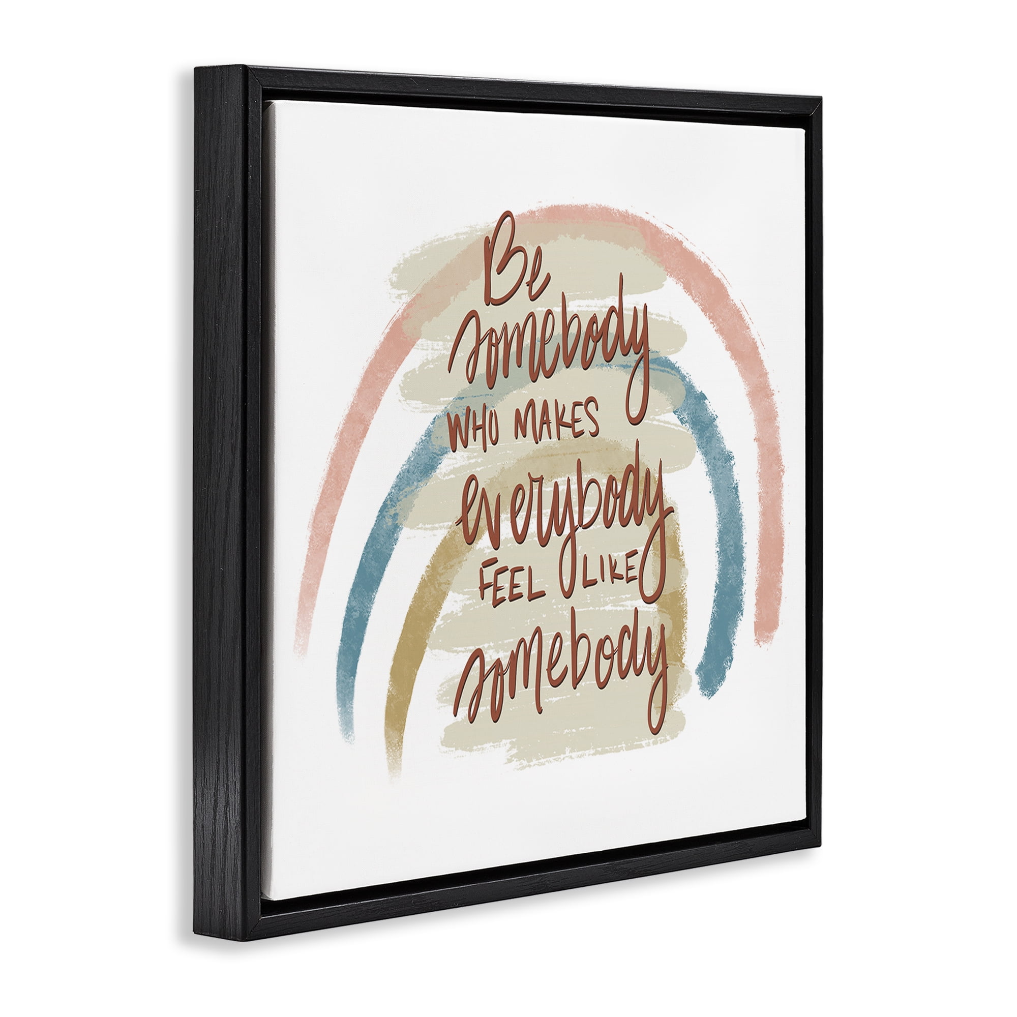 Stupell Industries Inspirational Be Somebody Text & Numbers Painting Black Floater Framed Canvas Art Print Wall Art, 18 x 18