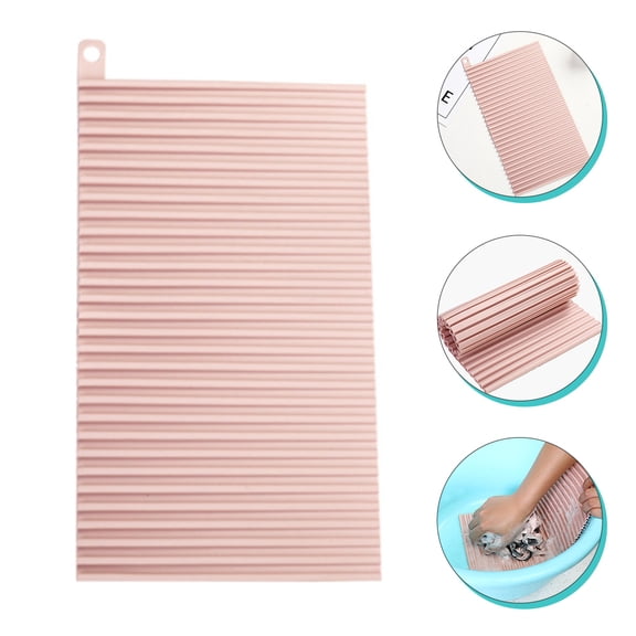 HEMOTON Pink Silicone Folding Washboard for Home NonSlip Laundry Pad Safe to Use 7.87 x 5.12 inches