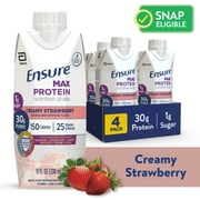 Ensure Max Protein 30g Nutrition Shake, Creamy Strawberry, 11-fl-oz, 4 Count