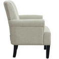 thumbnail image 5 of Living Room Accent Armchair with High Backrest and Rolled Arm, Modern Upholstered Chair with Rivet Trim and Rubber Wood Legs Suitable for Bedroom Apartment and Office, Cream, 5 of 7