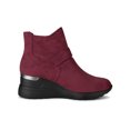 thumbnail image 3 of BLISSFUL STEP Women Platform Buckle Decor Wedge Heel Ankle Boots Burgundy 9, 3 of 6