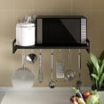 thumbnail image 2 of ABCOOL Wall Mount Microwave Oven Shelf Rack for Kitchen Home, Carbon Steel Counter Countertop Holder with Hook Rail and 3 Slidable Hooks, 2 of 8