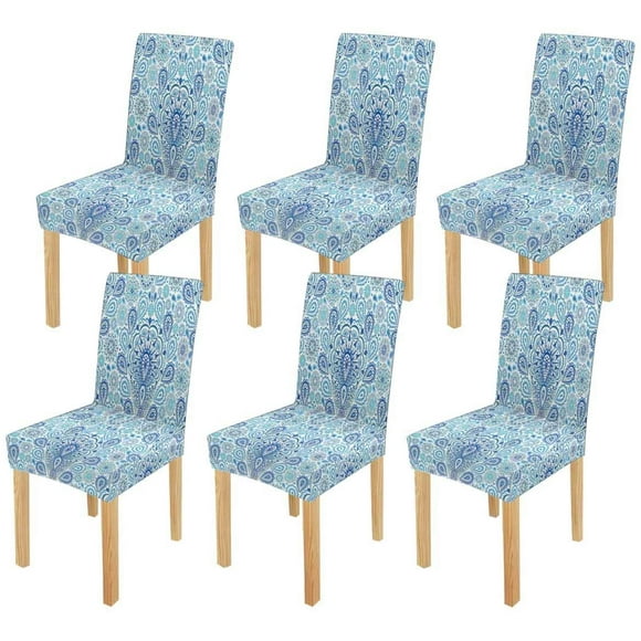 POGLIP Boho Chic Paisley Stretch Chair Cover Protector Seat Slipcover for Dining Room Hotel Wedding Party Set of 6
