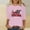 A623 Pink, variant on LEKWK Christmas Character Shirts for Women Xmas Cats Crew Neck 3/4 Sleeve Tops Gnome Christmas Shirts for Women Tropical Christmas Shirts for Women