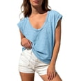 thumbnail image 2 of DYTTDG Women's Cap Sleeve Tank Top, Deep V Neck Loose Fit Top, Solid Color Summer Casual Tee, 2 of 8